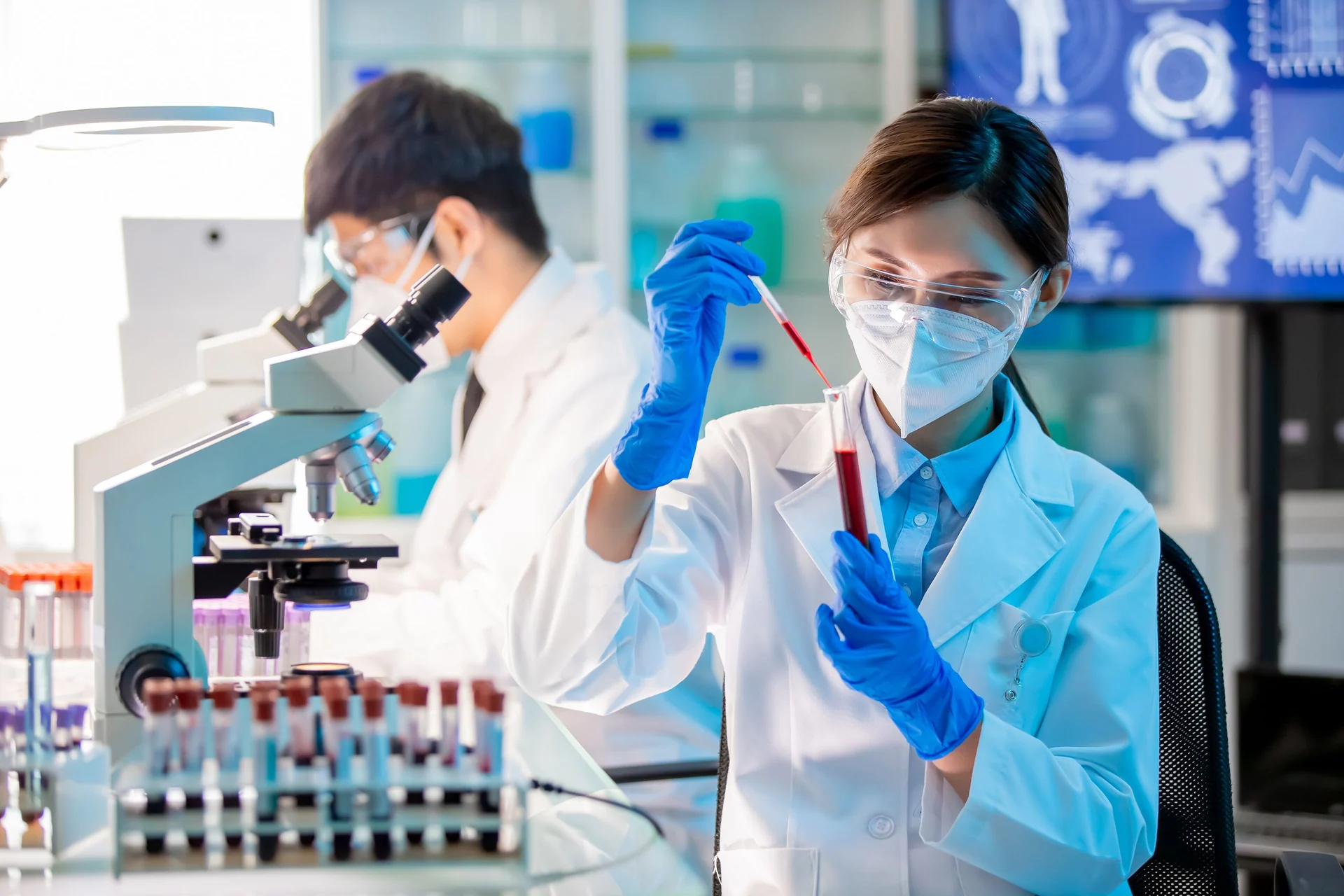 scientist testing